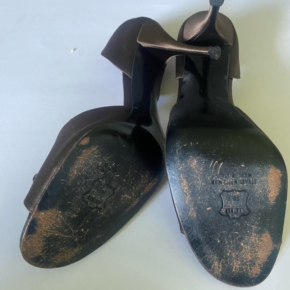 Stuart Weitzman brown satin "Blarneystone" d'orsay heels with stones EUC, sz 9.5 - Picture 7 of 7